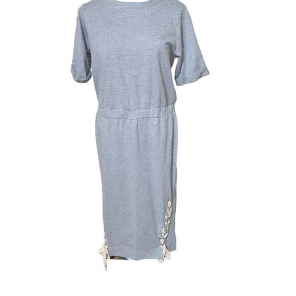 ASOS dress crewneck shoestring tie sides cuffed sleeves elastic waist grey 12 - Picture 1 of 8